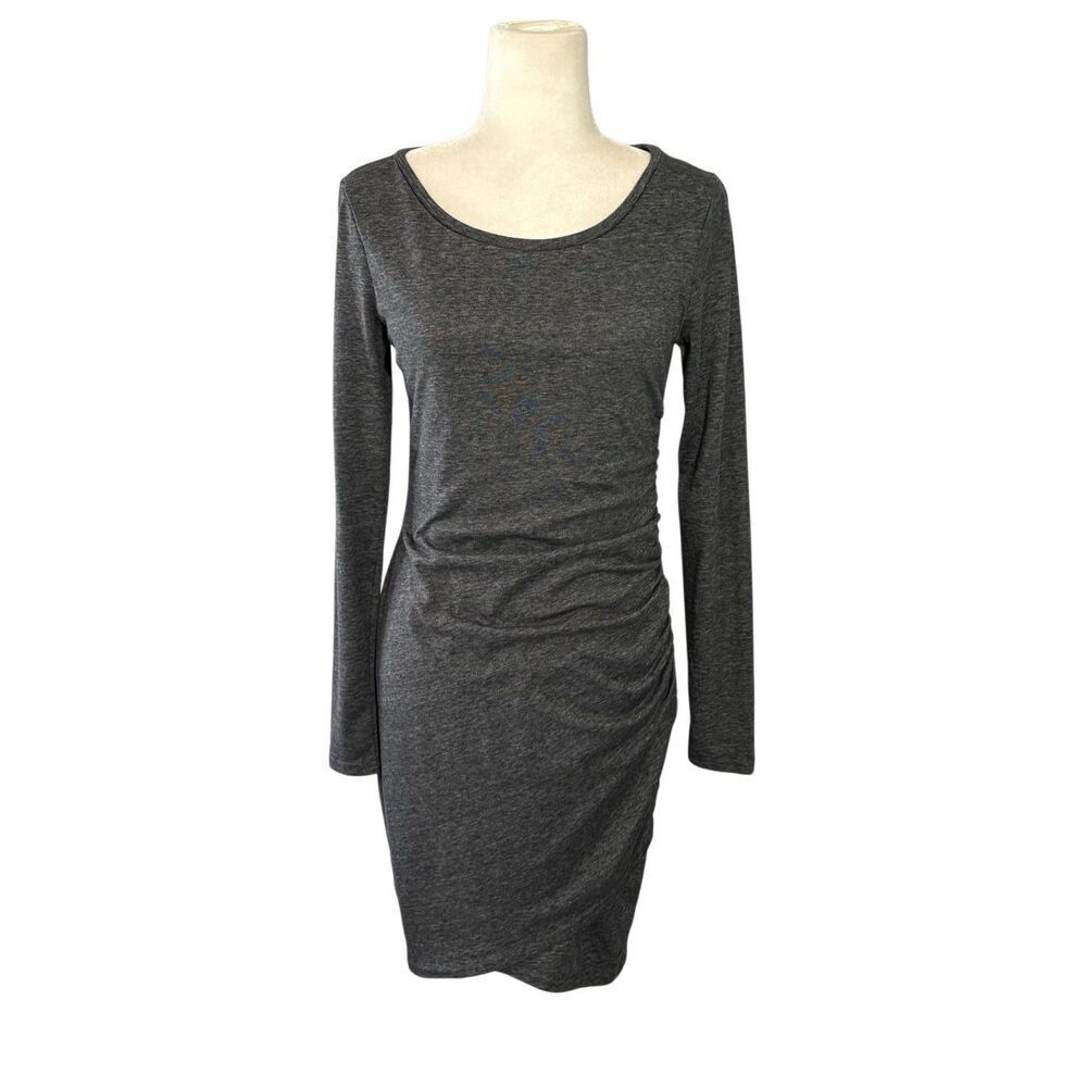 Leithโbodycon charcoal gray long sleeve dress with ruched side - M